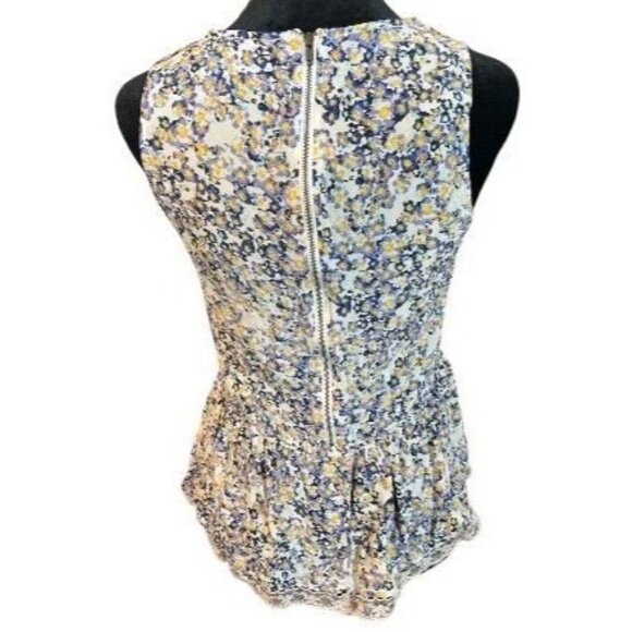 Patterson J. Kincaid Floral Sleeveless Silk Peplum Top XS Cottage Core Boho - Picture 2 of 6